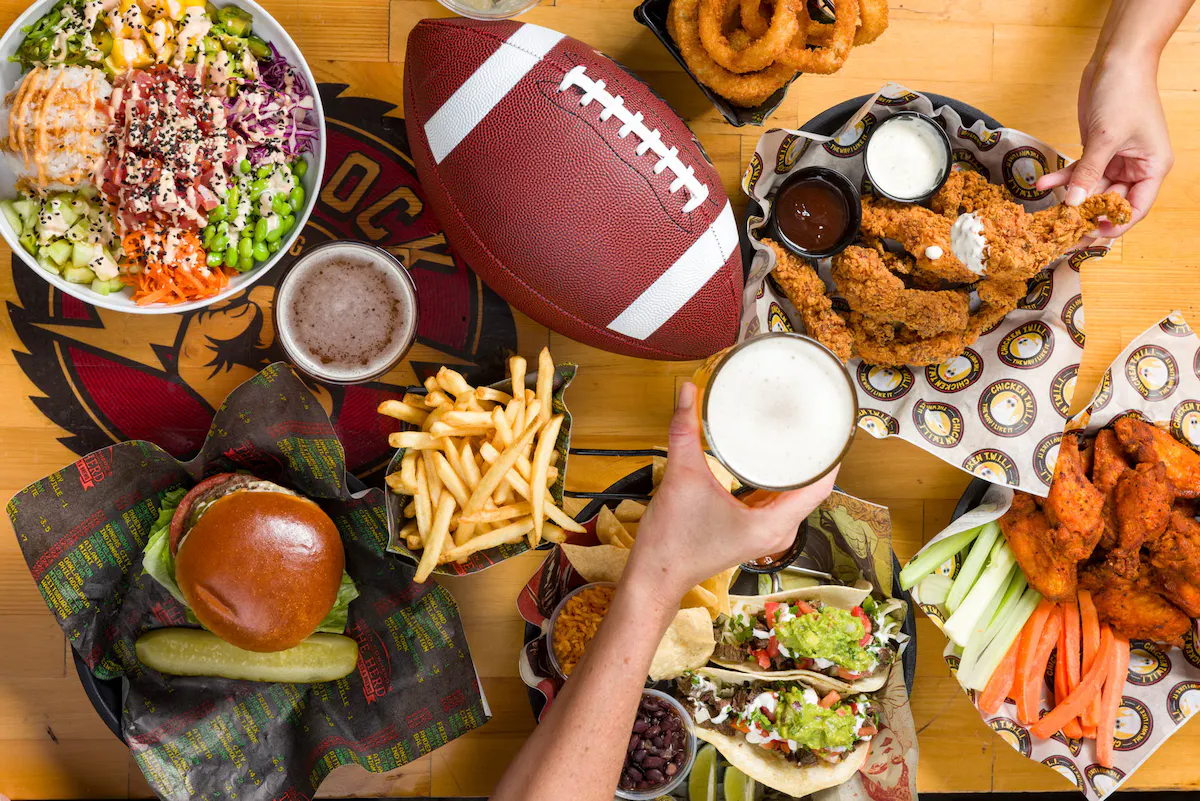 Beer and apps for the football game at sports bar